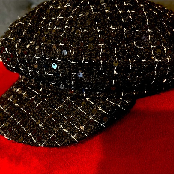SEQUIN BERET BRITISH HAT (ADJUSTABLE) $25 - Picture 3 of 4
